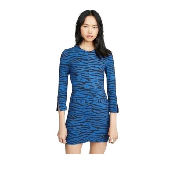 A.L.C. Blue Black Noelle Sheath Animal Print Dress sz 4. - Picture 2 of 14